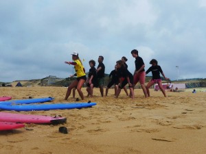 Sarah à l'echauffement surf